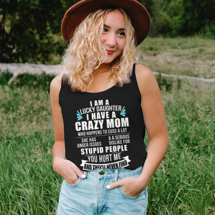 Lucky Daughter I Have A Crazy Mom Who Happens To Cuss A Lot Women Tank Top Basic Casual Daily Weekend Graphic Gifts for Her