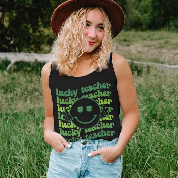 Lucky Teacher Retro Groovy Saint Patricks Day Funny Irish Women Tank Top Basic Casual Daily Weekend Graphic Gifts for Her