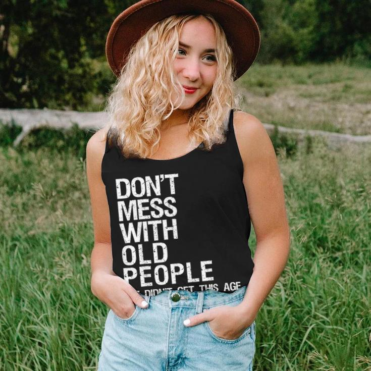 Mens Dont Mess With Old People Fathers Day Gift For Dad Husband Women Tank Top Basic Casual Daily Weekend Graphic Gifts for Her