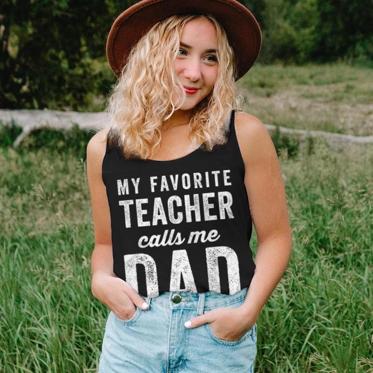 Mens My Favorite Teacher Calls Me Dad Fathers Day Top V2 Women Tank Top Basic Casual Daily Weekend Graphic Gifts for Her