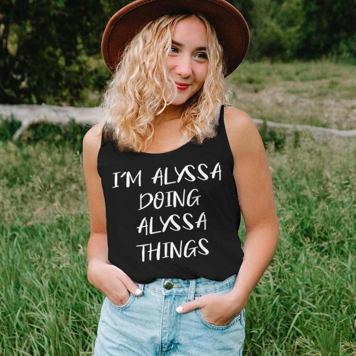 My Names Alyssa Doing Alyssa Things Womens FunnyWomen Tank Top Basic Casual Daily Weekend Graphic Gifts for Her
