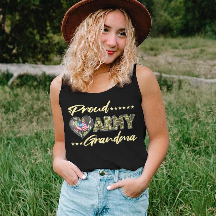 Proud Army Grandma Us Flag Dog Tag Military Grandmother Gift Women Tank Top Basic Casual Daily Weekend Graphic Gifts for Her
