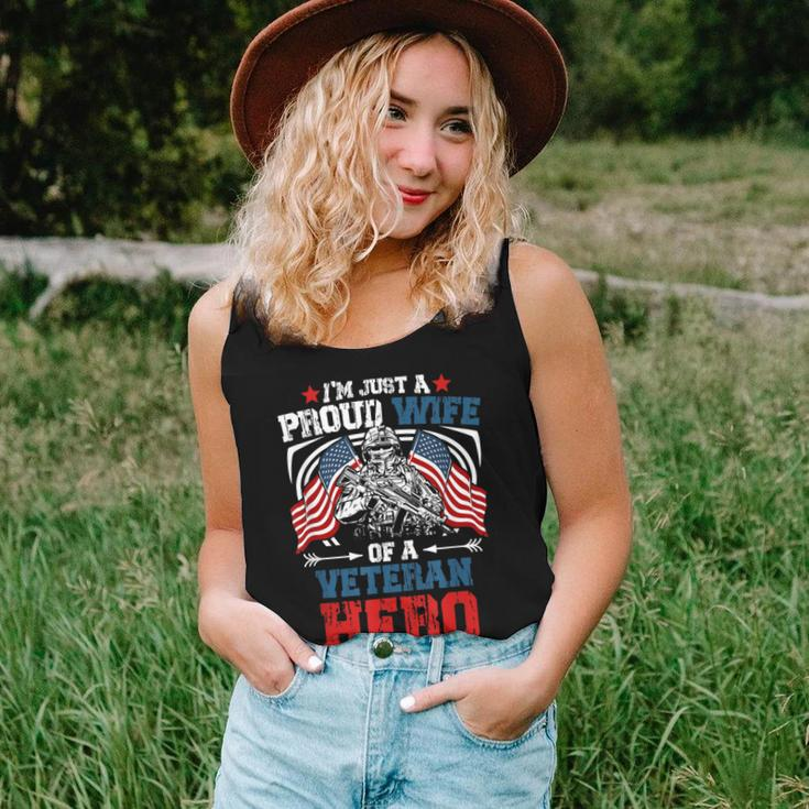 Proud Wife Veteran Hero Us Flag Vintage Veterans Day Husband Women Tank Top Basic Casual Daily Weekend Graphic Gifts for Her