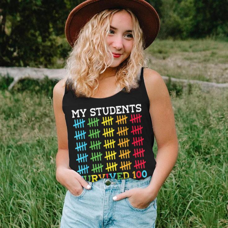 Retro My Students Survived 100 Days Of Me Funny Teacher Women Tank Top Basic Casual Daily Weekend Graphic Gifts for Her