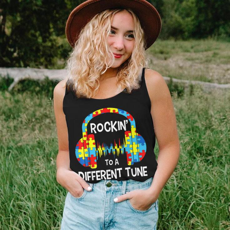 Rockin To A Different Tune Autistic Awareness Men Women Women Tank Top Basic Casual Daily Weekend Graphic Gifts for Her