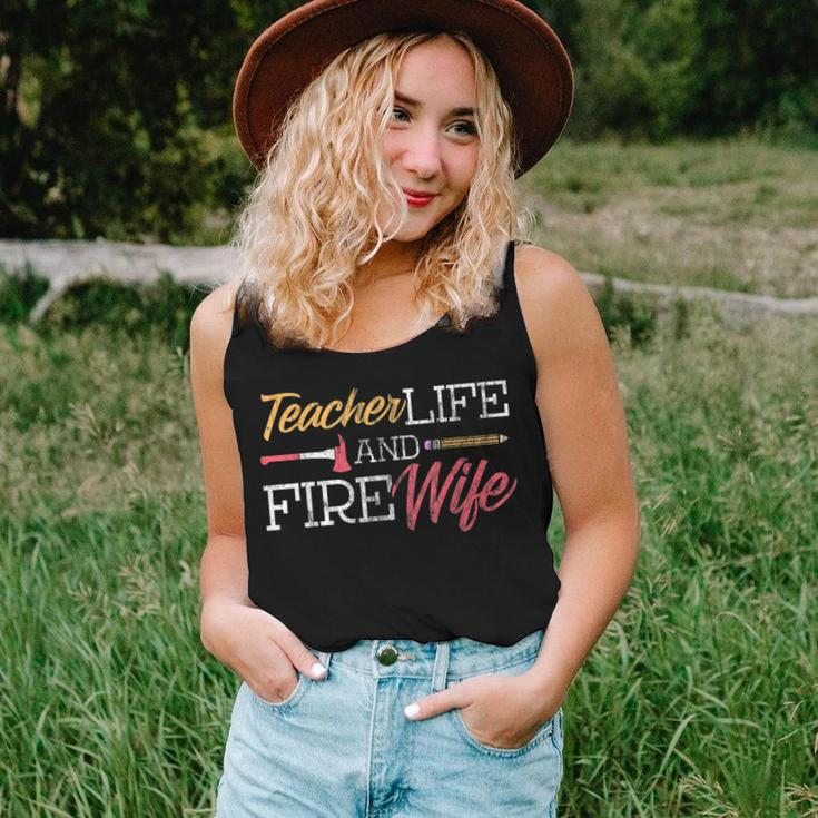 Teacher And Firefighter Wife Teacher Life Fire Wife Women Tank Top Basic Casual Daily Weekend Graphic Gifts for Her