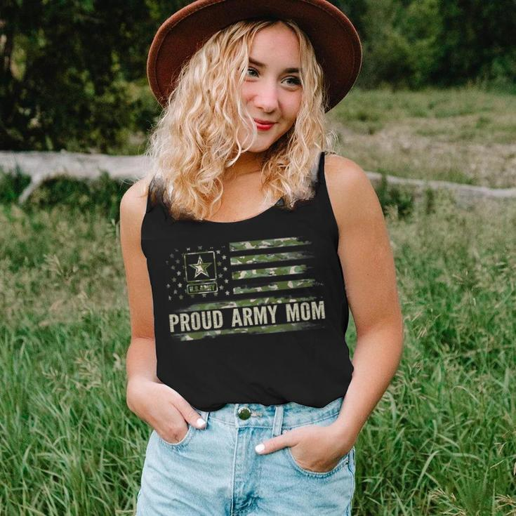 Vintage Proud Army Mom Camo American Flag Veteran Gift Women Tank Top Basic Casual Daily Weekend Graphic Gifts for Her