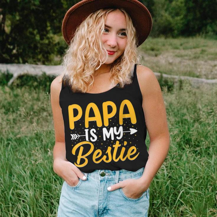 Womens Kids Papa Is My Bestie Son And Daughter Funny Fathers Day Women Tank Top Basic Casual Daily Weekend Graphic Gifts for Her