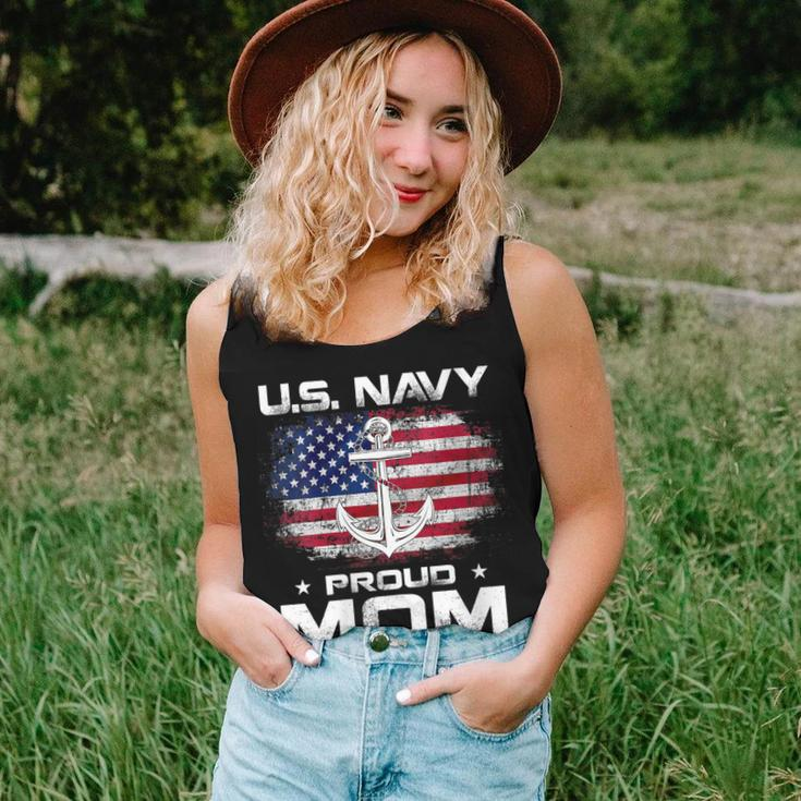 Womens US Navy Proud Mom With American Flag Gift Veteran Day Women Tank Top Basic Casual Daily Weekend Graphic Gifts for Her