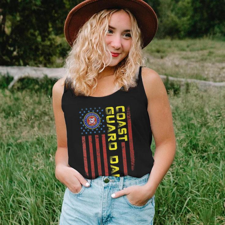 Womens Vintage Usa American Flag Proud Us Coast Guard Veteran Dad Women Tank Top Basic Casual Daily Weekend Graphic Gifts for Her