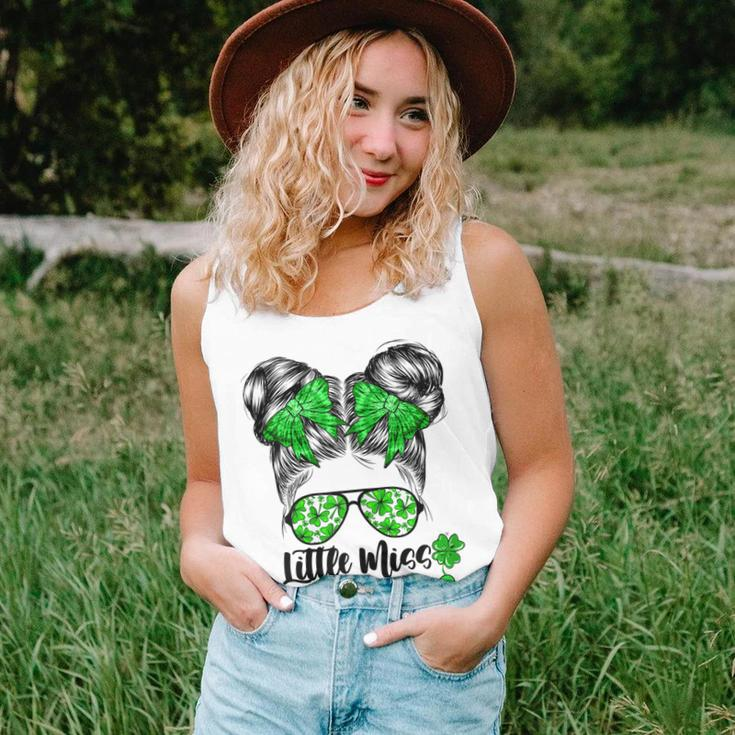 StPatricks Day Messy Bun For Girls Little Miss Shenanigans Women Tank Top Basic Casual Daily Weekend Graphic Gifts for Her
