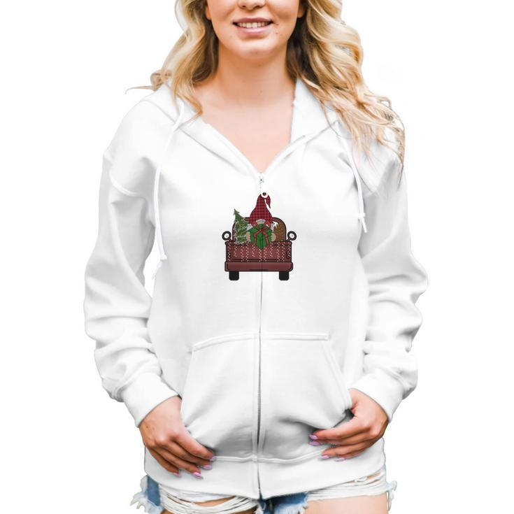 Christmas Gnomes Red Truck V2 Women Hoodie Casual Graphic Zip Up Hooded Sweatshirt