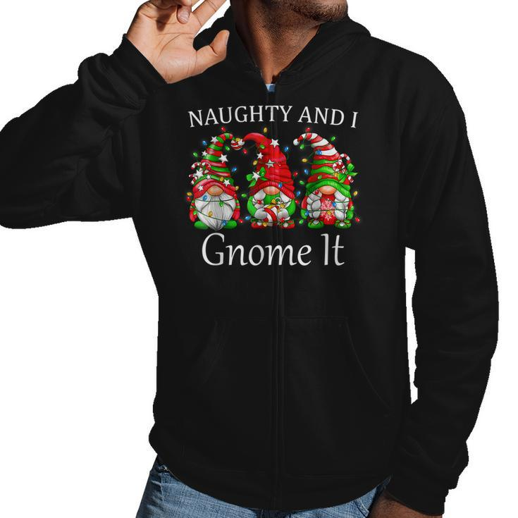 Naughty And I Gnome It Christmas Pajamas Gnomes Funny Xmas  Men Hoodie Casual Graphic Zip Up Hooded Sweatshirt