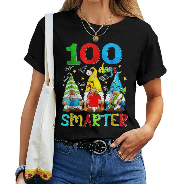 100 Days Smarter Cute Gnome Gift Teacher 100 Days Of School Women T-shirt