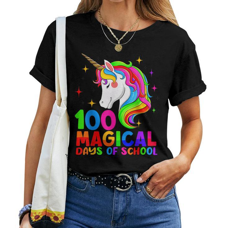 100 Magical Days Of School Unicorn Teacher Students Girls Women T-shirt