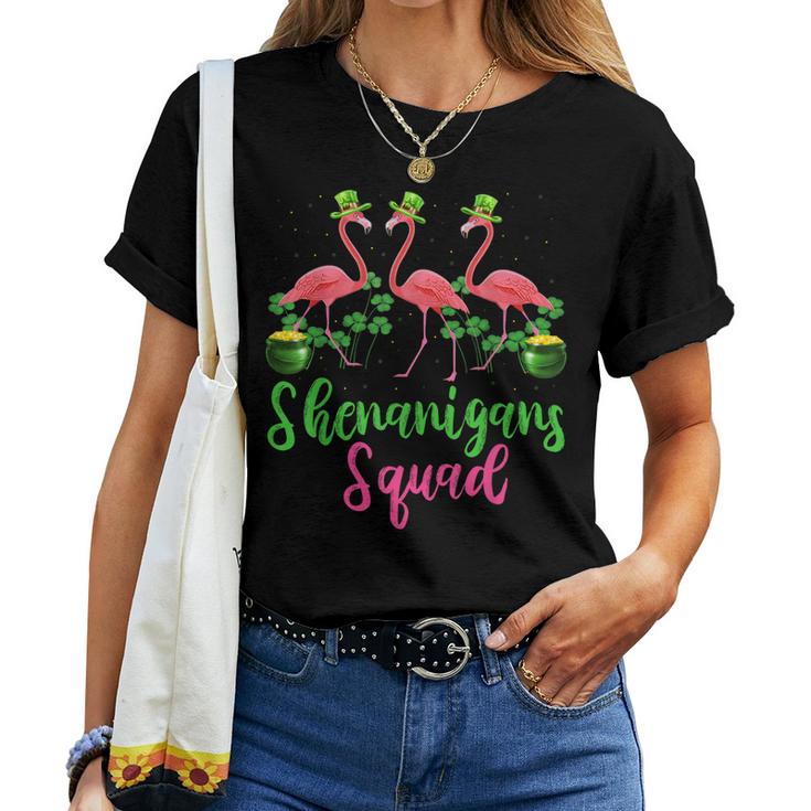 Shenanigan Squad Irish Flamingo Leprechaun St Patricks Day  Women T-shirt Casual Daily Crewneck Short Sleeve Graphic Basic Unisex Tee