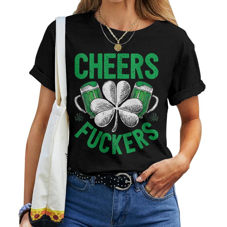 Womens Cheers Fuckers T  St Patricks Day Men Drinking Beer   Women T-shirt Casual Daily Crewneck Short Sleeve Graphic Basic Unisex Tee