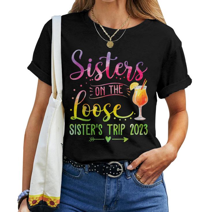 Sisters On The Loose Tie Dye Sisters Weekend Trip 2023  Women T-shirt Casual Daily Crewneck Short Sleeve Graphic Basic Unisex Tee