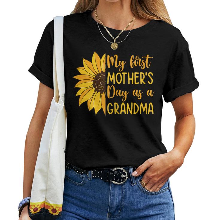 Womens My First As A Grandma Sunflower Women T-shirt