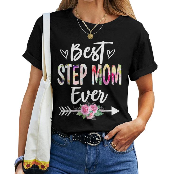 Grandma Gifts Best Step Mom Ever Mothers Day Flower Women T-shirt