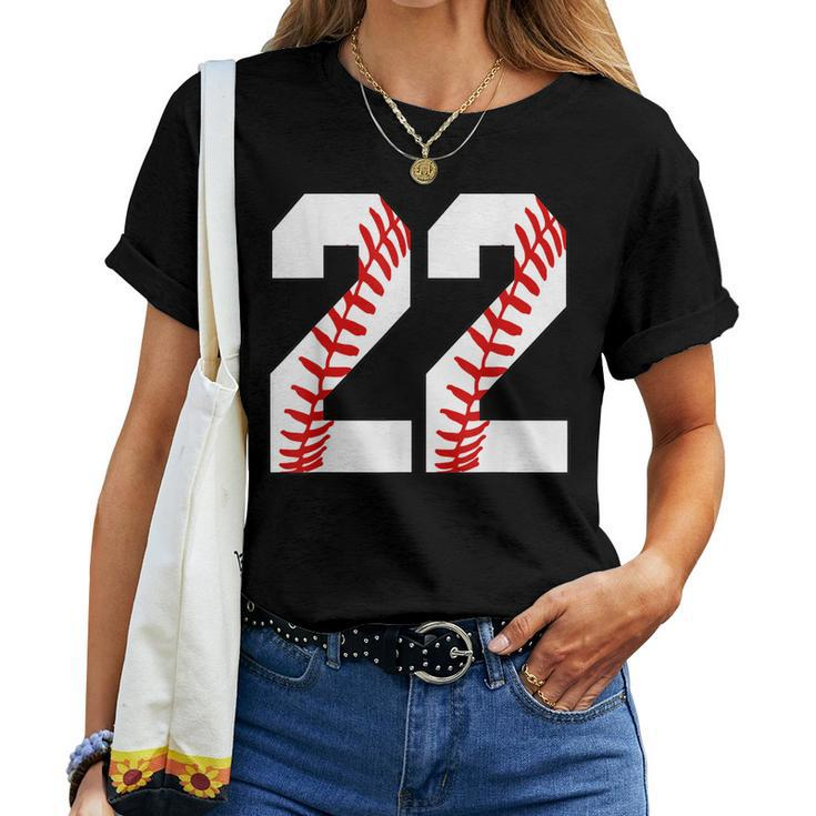 22 Baseball 22 Birthday Twenty-Two Baseball Mom Fan Jersey Women T-shirt