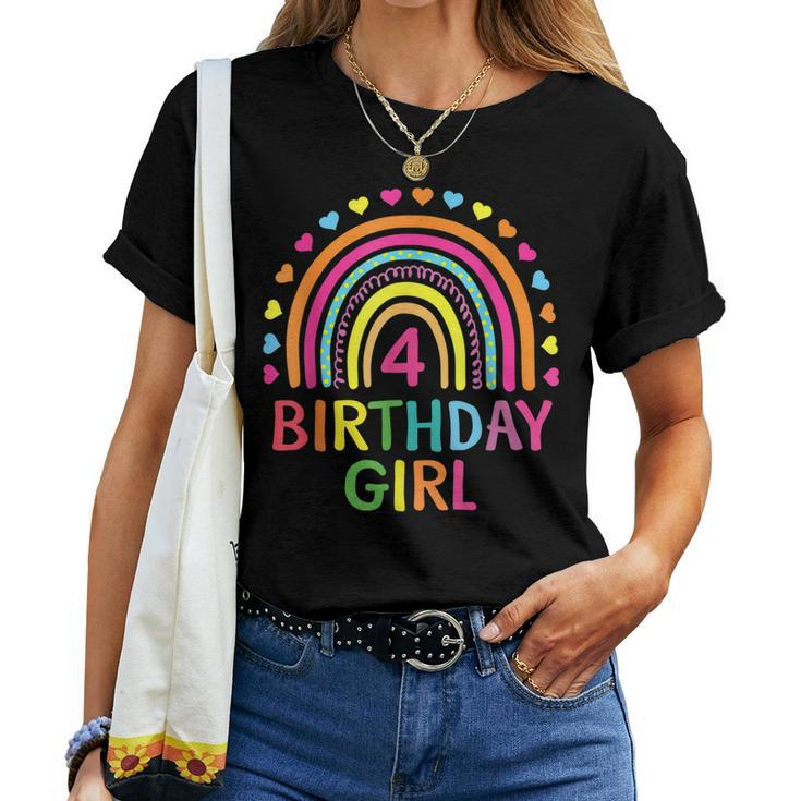 4 Years Old Rainbow Girls 4Th Birthday For Girls Kids Women T-shirt