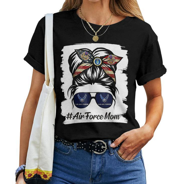 Air Force Mom Messy Bun Sunglasses Women T-shirt