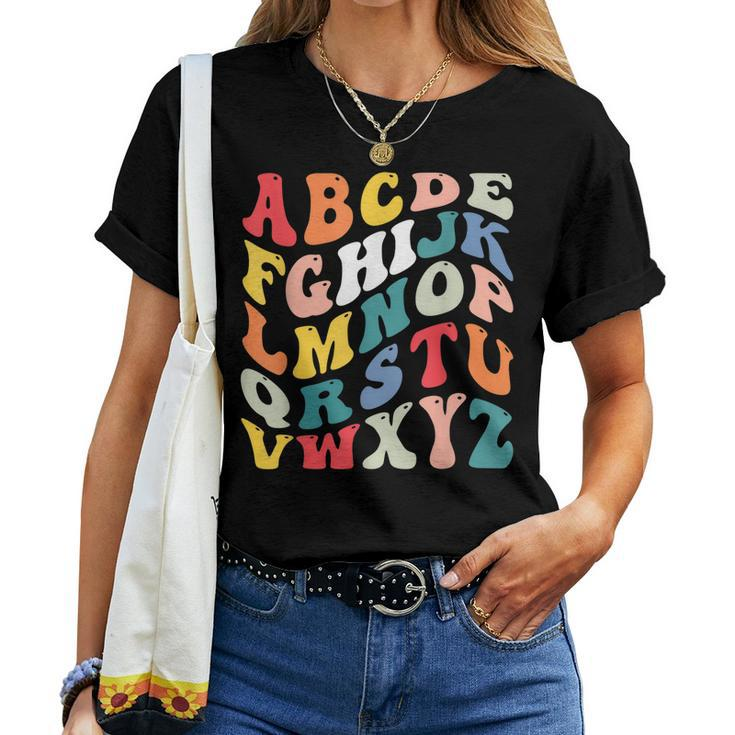 Alphabet Hi Back To School Abc Pre K Kindergarten Teacher Women T-shirt