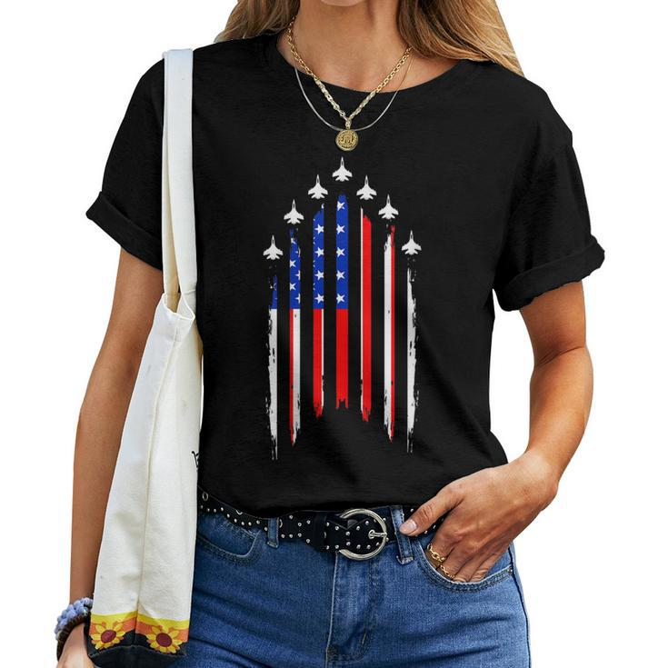 American Flag Jet Airplane Apparel Us 4Th Of July Men Women Women T-shirt