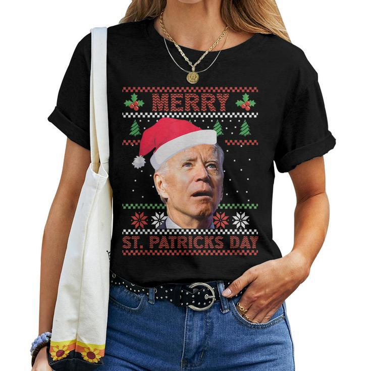 Anti Biden Merry St Patricks Day Ugly Christmas Sweater Women T-shirt