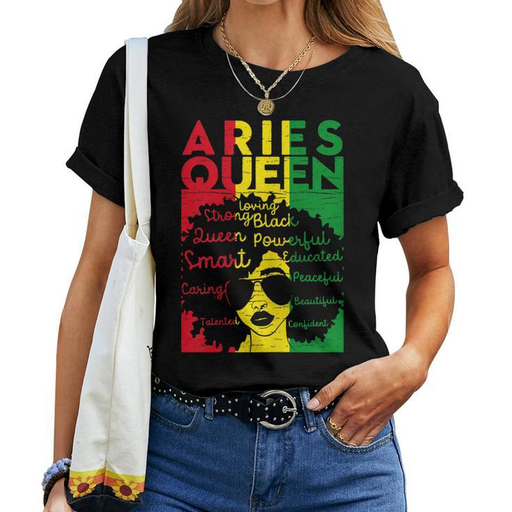 Womens Aries Queen Birthday Costume Black Women Girl Women T-shirt