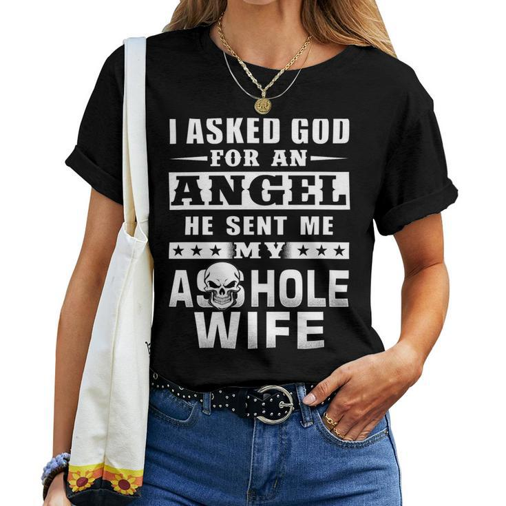 Ask God-Angel-Husband-2 - Mens Standard Women T-shirt Casual Daily Crewneck Short Sleeve Graphic Basic Unisex Tee