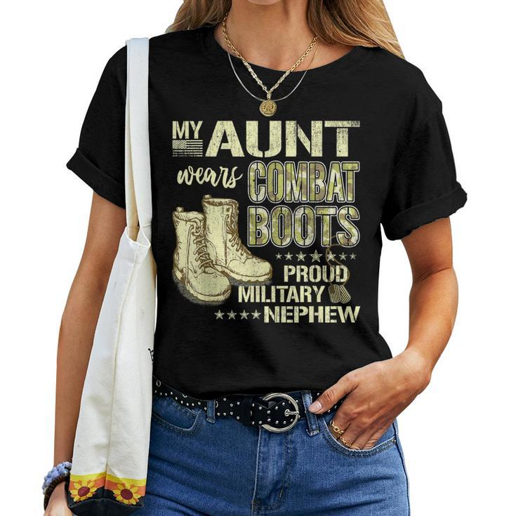 My Aunt Wears Combat Boots Dog Tags - Proud Military Nephew Women T-shirt