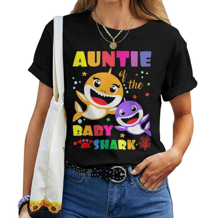 Auntie Of The Baby Shark Birthday Auntie Shark Women T-shirt