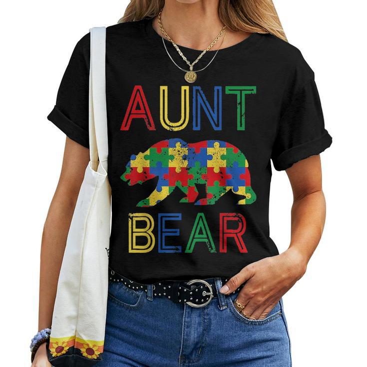 Autism Aunt Funny Bear Awareness Family Mothers Day Gifts Women T-shirt