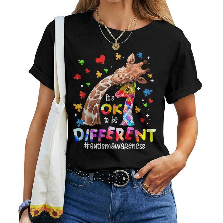 Autism Awareness Its Ok To Be Different Giraffe Women Kid Women T-shirt
