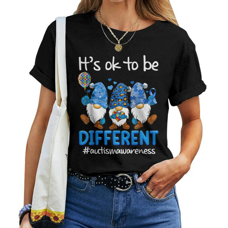 Autism Awareness Women Kid Gnomes Its Ok To Be Different Women T-shirt