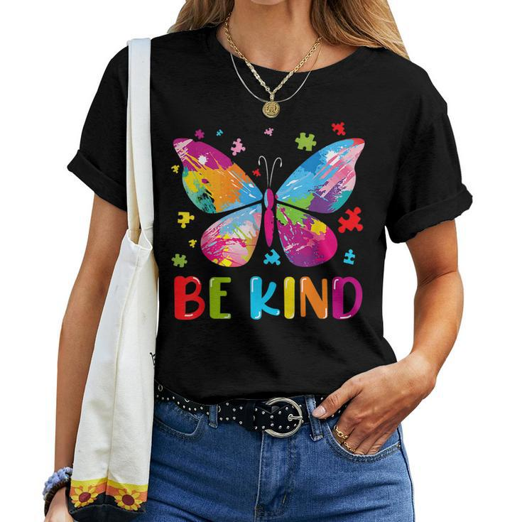 Autism Awareness Kindness Butterfly Be Kind Teacher Women Women T-shirt