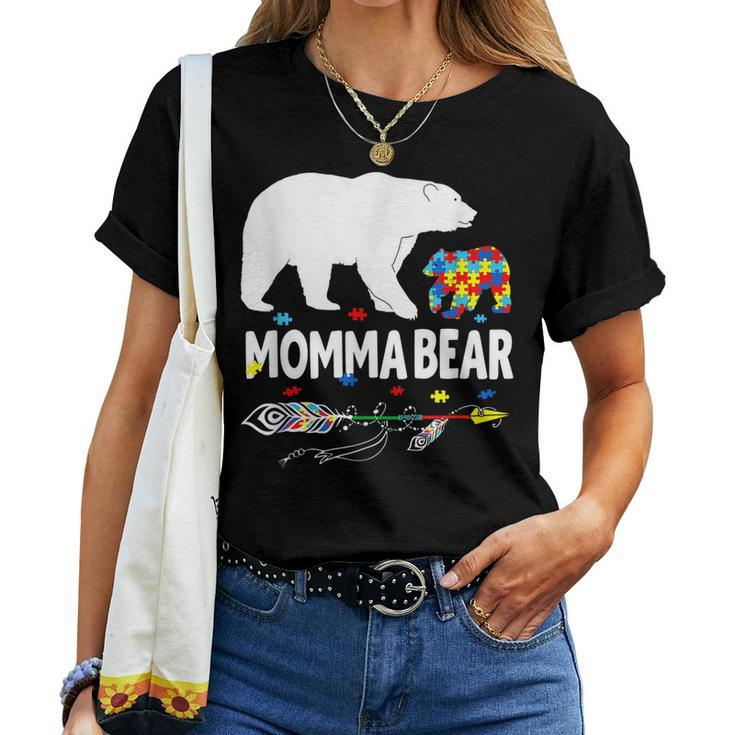 Autism Awareness Momma Bear Support Autistic Autism Mom Women T-shirt Casual Daily Basic Unisex Tee