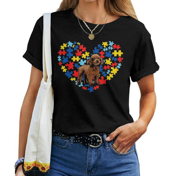 Autism Awareness Poodle Heart Dog Dad Dog Mom Gift Women T-shirt