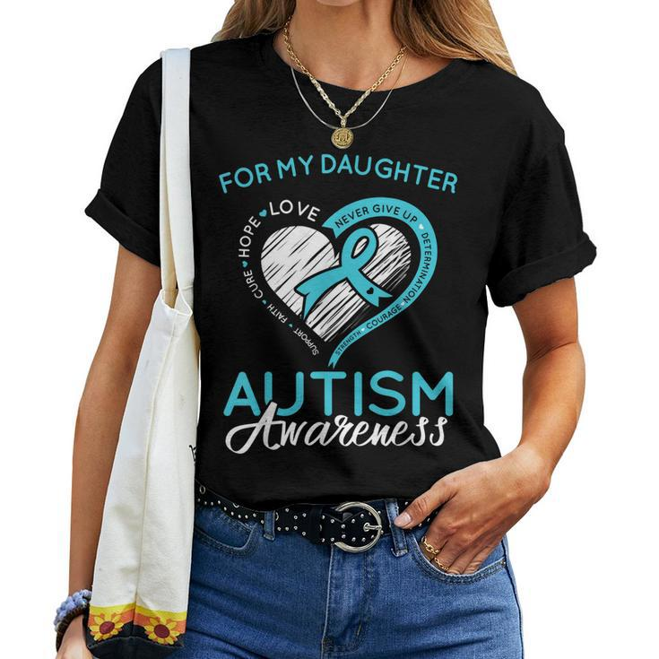 Autism Awareness Ribbon Blue T For My Daughter Support Women T-shirt