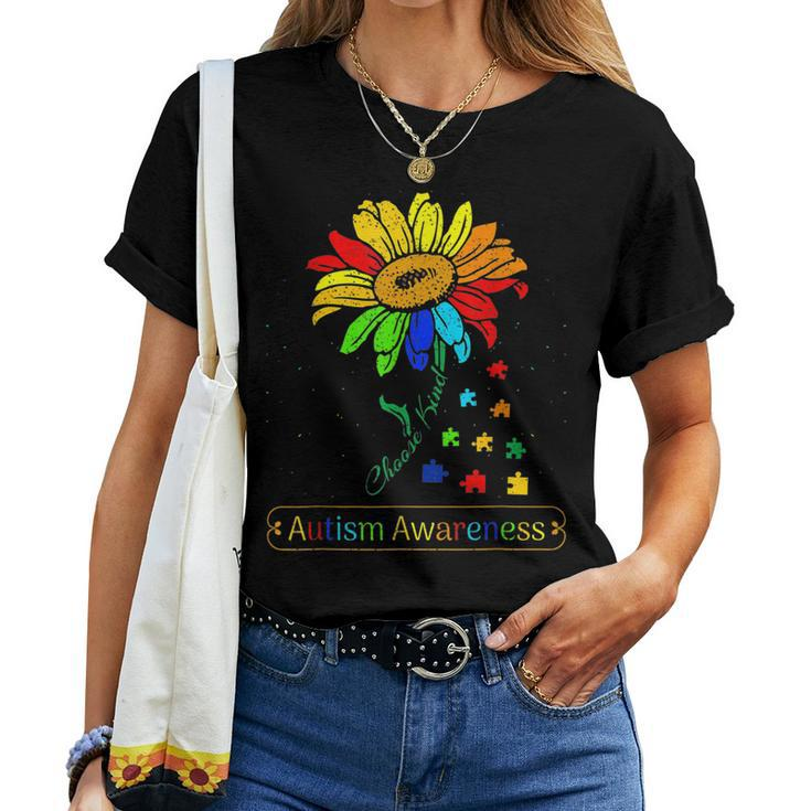 Autism Awareness Sunflower Choose Kindness Sunflower Autism Women T-shirt
