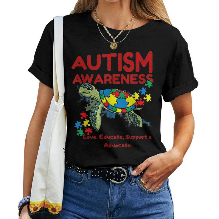 Autism Awareness Turtle Puzzle Mom Kids Teacher Gift Love Women T-shirt