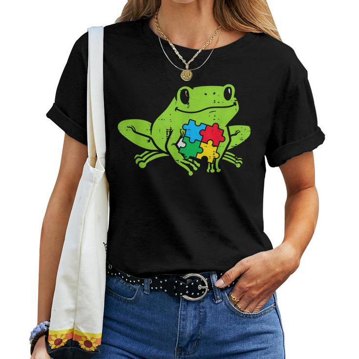 Autism Frog Puzzle Cute Awareness Animal Asd Men Women Kids Women T-shirt