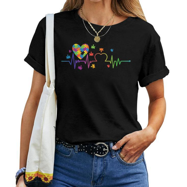 Autism Heartbeatdad Mom Son Daughterautism Awareness  Women T-shirt Casual Daily Basic Unisex Tee