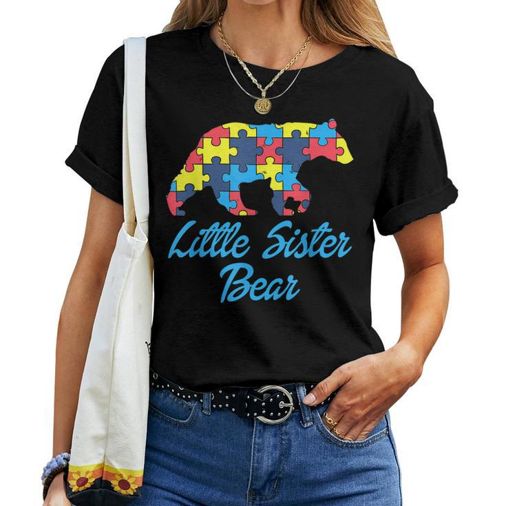 Autism Little Sister Bear Awareness Support Women T-shirt