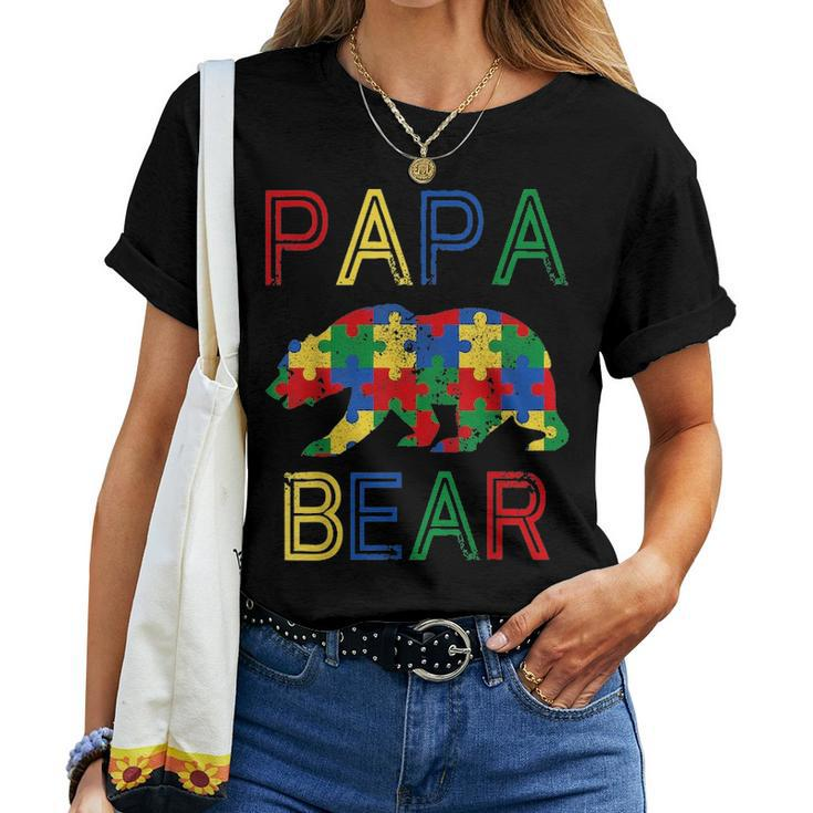 Autism Papa Funny Bear Awareness Family Mothers Day Gifts Women T-shirt