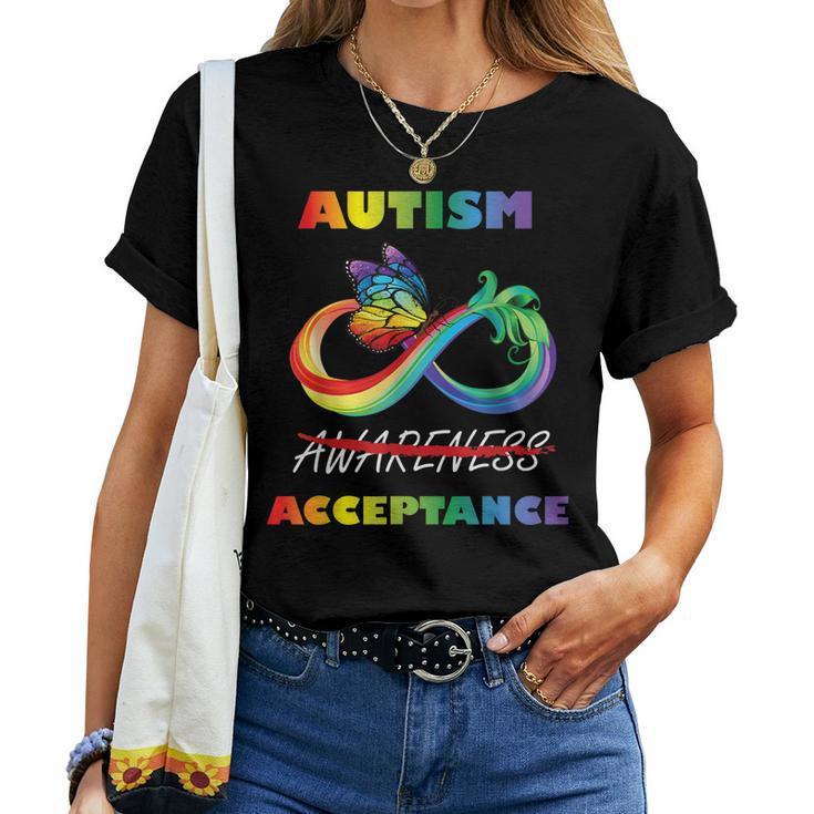 Autism - Red Instead Infinity - Acceptance Butterfly Women T-shirt