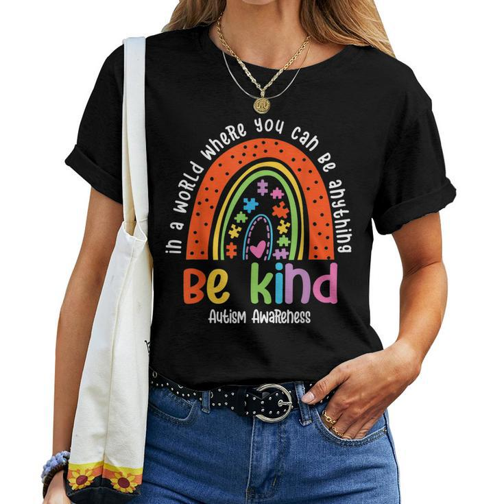 Autism Son Child Daughter Mom Be Kind Rainbow Women T-shirt