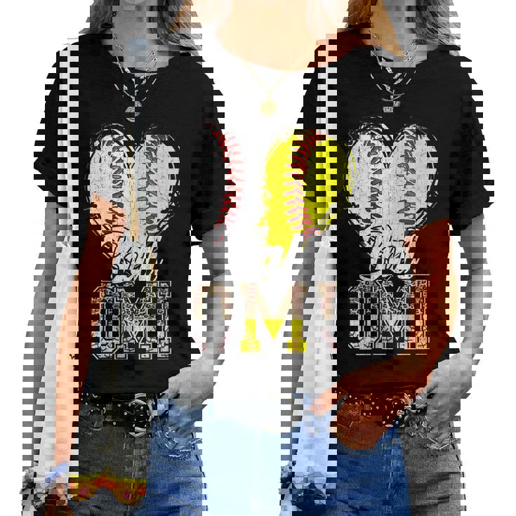 Womens Ball Omi Heart Baseball Softball Women T-shirt